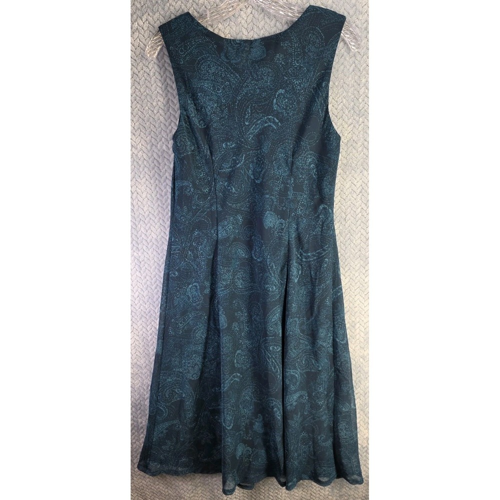 Sleeveless Teal‎ & Black Dress, Studio I Women's Size 12 Sheer Overlay Boho - Picture 6 of 6